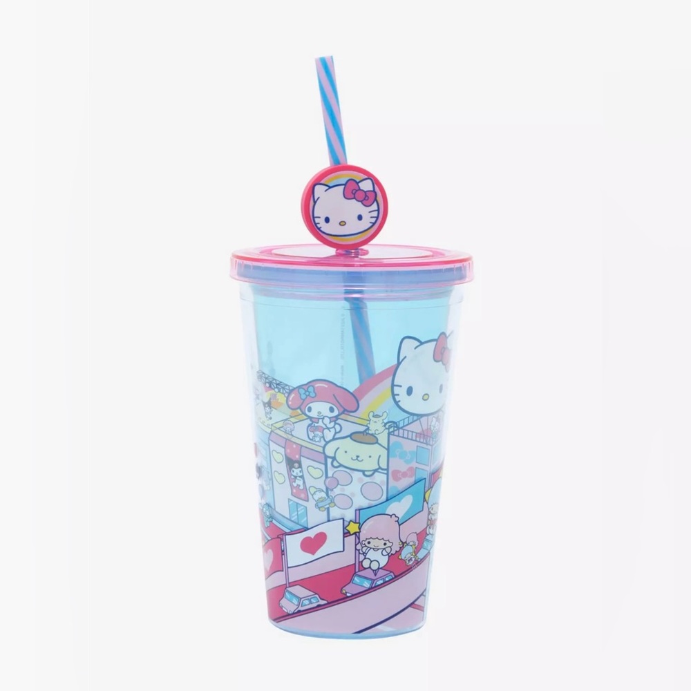 NEW Sanrio Hello Kitty And Friends Parade Balloon 12-16oz Cup With Lid And Straw